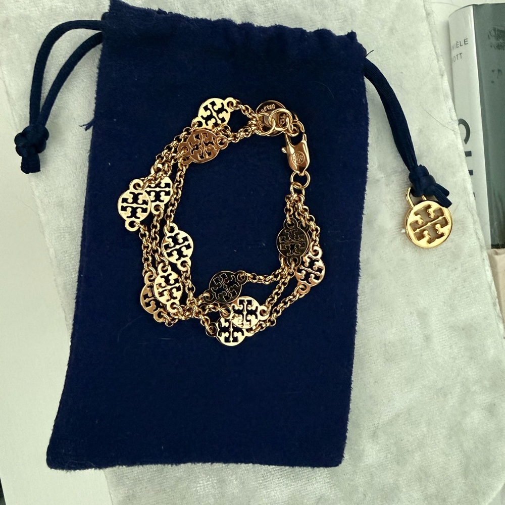 Tory Burch Gold Multi-Link Logo Chain Bracelet